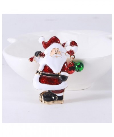 Unique Santa Claus Christmas Brooch Pin Jingle Bell Dangling Candy Cane Enamel Pins Clip Lapel Sweater Scarves Hat Dress Badg...