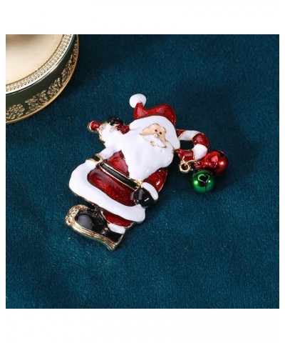 Unique Santa Claus Christmas Brooch Pin Jingle Bell Dangling Candy Cane Enamel Pins Clip Lapel Sweater Scarves Hat Dress Badg...