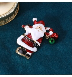 Unique Santa Claus Christmas Brooch Pin Jingle Bell Dangling Candy Cane Enamel Pins Clip Lapel Sweater Scarves Hat Dress Badg...