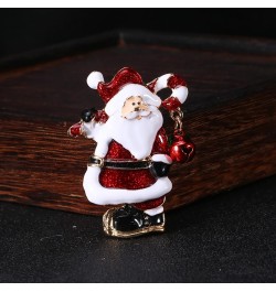 Unique Santa Claus Christmas Brooch Pin Jingle Bell Dangling Candy Cane Enamel Pins Clip Lapel Sweater Scarves Hat Dress Badg...