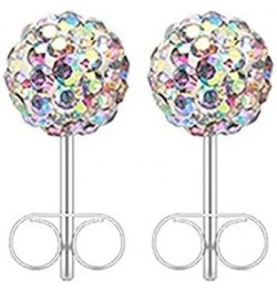 Multi-Sprinkle Dot Multi Gem Aurora Ball Ear Stud Earrings Aurora Borealis, Ball Size: 4mm $10.19 Earrings