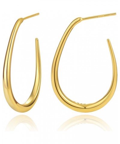 Gold Hoop Earrings for Women Trendy, 18K Gold Vermeil/14K Gold Plated Over 925 Sterling Silver Hypoallergenic Post Earrings N...