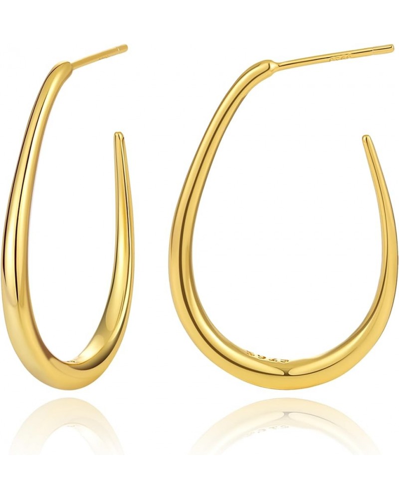 Gold Hoop Earrings for Women Trendy, 18K Gold Vermeil/14K Gold Plated Over 925 Sterling Silver Hypoallergenic Post Earrings N...