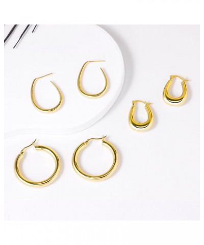 Gold Hoop Earrings for Women Trendy, 18K Gold Vermeil/14K Gold Plated Over 925 Sterling Silver Hypoallergenic Post Earrings N...