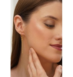 Chic Handmade Golden Dangle Earrings - Contemporary, Elegant, and Sleek Design for Effortless Style Golden Cylindrical Bar $1...