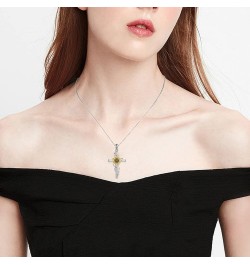 925 Sterling Silver Cross Necklaces for Women Pendant Fine Jewelry Birthday Gifts for Women Teen Girls 18"+2" and 20"+2" chai...