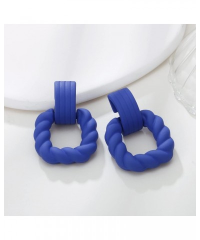 Rectangle Earrings for Women, Acrylic Square Earrings Twisted Geometric Statement Earrings Royal Blue $8.39 Earrings