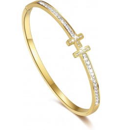 18K Gold Plated Bracelet With Cubic Zirconia Simulate Diamond Belt Bangle for Women Girls $11.12 Bracelets