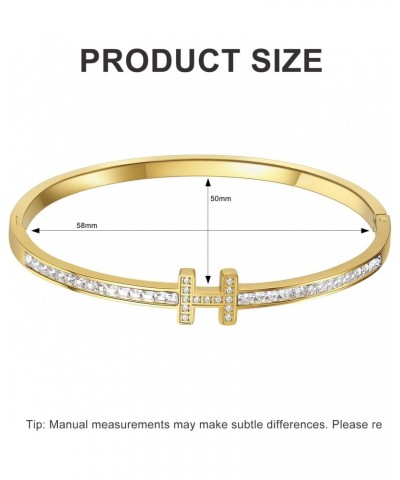 18K Gold Plated Bracelet With Cubic Zirconia Simulate Diamond Belt Bangle for Women Girls $11.12 Bracelets