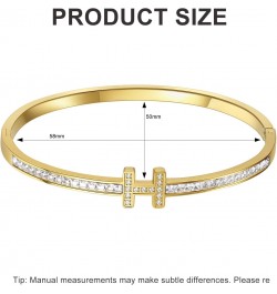 18K Gold Plated Bracelet With Cubic Zirconia Simulate Diamond Belt Bangle for Women Girls $11.12 Bracelets