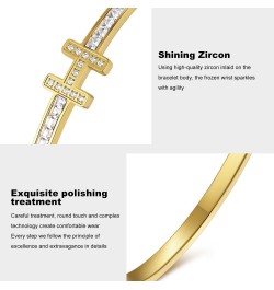 18K Gold Plated Bracelet With Cubic Zirconia Simulate Diamond Belt Bangle for Women Girls $11.12 Bracelets