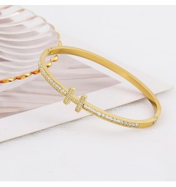 18K Gold Plated Bracelet With Cubic Zirconia Simulate Diamond Belt Bangle for Women Girls $11.12 Bracelets