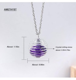 Natural Crystal Sanding Rolling Stone Reiki Spiral Bead Cage Pendant Healing Purification Meditation Energy Necklace Adult DI...