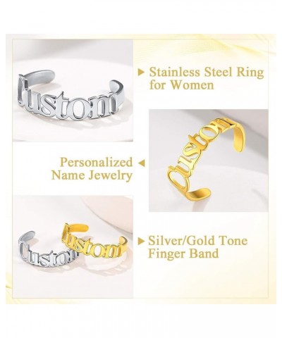 Personalized Name Rings/Monogram Initial Ring Engraved,Gold Plated/Sterling Silver/Stainless Steel,Size Adjustable Custom Mem...