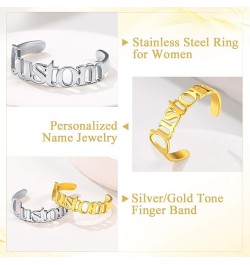 Personalized Name Rings/Monogram Initial Ring Engraved,Gold Plated/Sterling Silver/Stainless Steel,Size Adjustable Custom Mem...