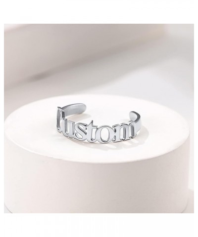 Personalized Name Rings/Monogram Initial Ring Engraved,Gold Plated/Sterling Silver/Stainless Steel,Size Adjustable Custom Mem...