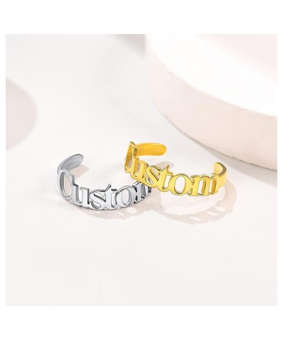 Personalized Name Rings/Monogram Initial Ring Engraved,Gold Plated/Sterling Silver/Stainless Steel,Size Adjustable Custom Mem...