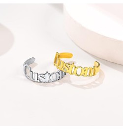 Personalized Name Rings/Monogram Initial Ring Engraved,Gold Plated/Sterling Silver/Stainless Steel,Size Adjustable Custom Mem...