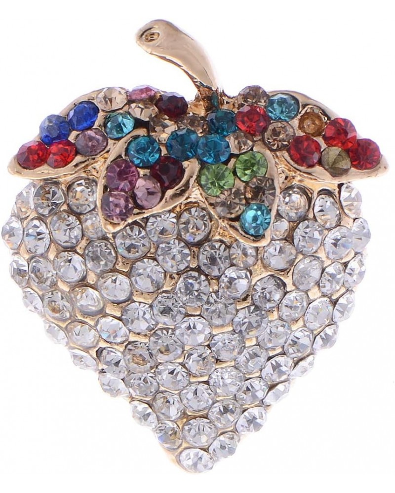 Women Elegant Crystal Rhinestone Sweet Strawberry With Colorful Leaves Fashion Ring $10.79 Rings