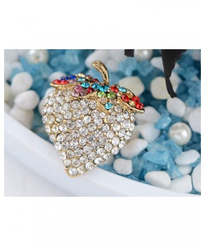 Women Elegant Crystal Rhinestone Sweet Strawberry With Colorful Leaves Fashion Ring $10.79 Rings