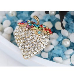 Women Elegant Crystal Rhinestone Sweet Strawberry With Colorful Leaves Fashion Ring $10.79 Rings