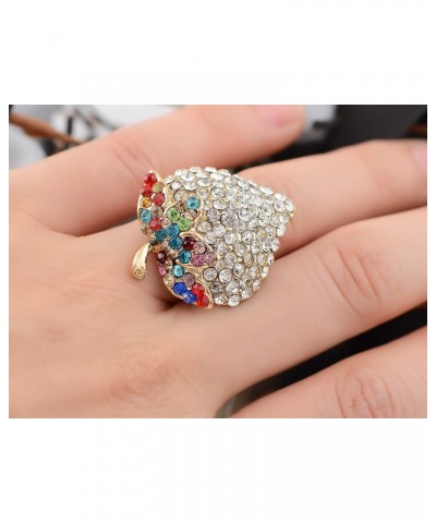 Women Elegant Crystal Rhinestone Sweet Strawberry With Colorful Leaves Fashion Ring $10.79 Rings