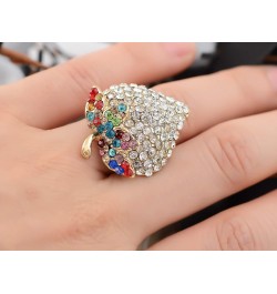 Women Elegant Crystal Rhinestone Sweet Strawberry With Colorful Leaves Fashion Ring $10.79 Rings