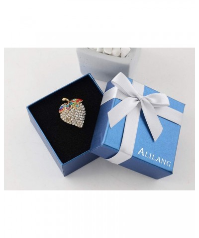 Women Elegant Crystal Rhinestone Sweet Strawberry With Colorful Leaves Fashion Ring $10.79 Rings