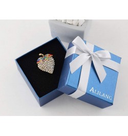 Women Elegant Crystal Rhinestone Sweet Strawberry With Colorful Leaves Fashion Ring $10.79 Rings