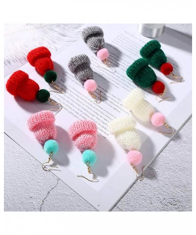 Christmas Earrings Sweet Women Pompom Beanie Hat Dangle Clip Hook Earrings Jewelry Gift White Earring White Ear Clip $5.49 Ea...