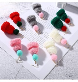 Christmas Earrings Sweet Women Pompom Beanie Hat Dangle Clip Hook Earrings Jewelry Gift White Earring White Ear Clip $5.49 Ea...