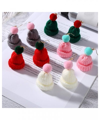 Christmas Earrings Sweet Women Pompom Beanie Hat Dangle Clip Hook Earrings Jewelry Gift White Earring White Ear Clip $5.49 Ea...