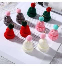 Christmas Earrings Sweet Women Pompom Beanie Hat Dangle Clip Hook Earrings Jewelry Gift White Earring White Ear Clip $5.49 Ea...