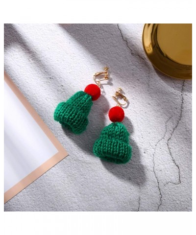 Christmas Earrings Sweet Women Pompom Beanie Hat Dangle Clip Hook Earrings Jewelry Gift White Earring White Ear Clip $5.49 Ea...