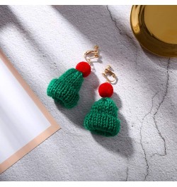 Christmas Earrings Sweet Women Pompom Beanie Hat Dangle Clip Hook Earrings Jewelry Gift White Earring White Ear Clip $5.49 Ea...