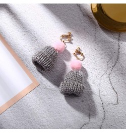 Christmas Earrings Sweet Women Pompom Beanie Hat Dangle Clip Hook Earrings Jewelry Gift White Earring White Ear Clip $5.49 Ea...