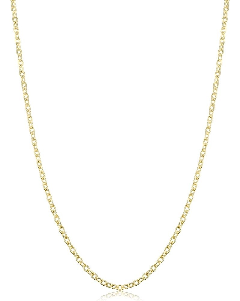 Sterling Silver or Yellow Gold Over Sterling Silver Cable Chain Necklace for Women (1.2 mm, 1.6 mm or 2.1 mm) 24 inch 2.1 mm ...