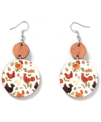 Thanksgiving's Day Earrings Creative Funny Maple Leaf Chicken Mushroom Print Wooden Dangle Drop Earrings for Women Girls Cute...