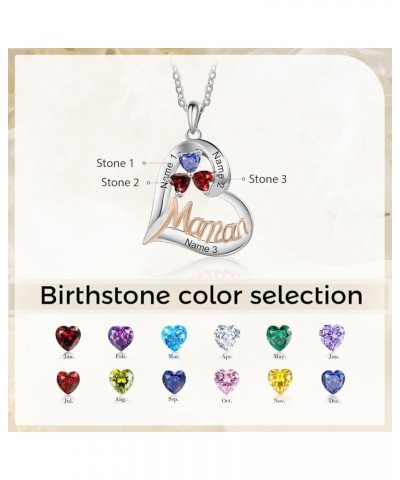 Personalized Name Neklace Birthstone Necklace for Mom Mother Daughter Necklace with 3 Birthstones Custom BFF BTS Necklace Mot...