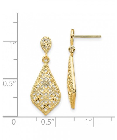 Filigree Teardrop Dangle Post Earrings in Real 14k Gold Yellow Gold - 10x27mm $93.30 Earrings