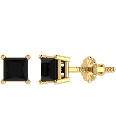 Black Diamond Stud Earrings for Women Men Princess Cut 14K Gold Gift Box Authenticity Cards Yellow Gold 0.38 carats $59.16 Ea...