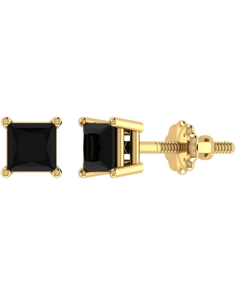 Black Diamond Stud Earrings for Women Men Princess Cut 14K Gold Gift Box Authenticity Cards Yellow Gold 0.38 carats $59.16 Ea...