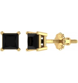 Black Diamond Stud Earrings for Women Men Princess Cut 14K Gold Gift Box Authenticity Cards Yellow Gold 0.38 carats $59.16 Ea...