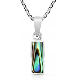 Simple Everyday Curved Bar Rainbow Abalone Shell .925 Sterling Silver Necklace $9.50 Necklaces