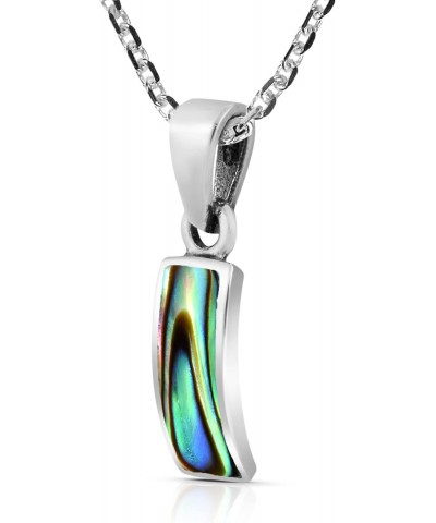 Simple Everyday Curved Bar Rainbow Abalone Shell .925 Sterling Silver Necklace $9.50 Necklaces