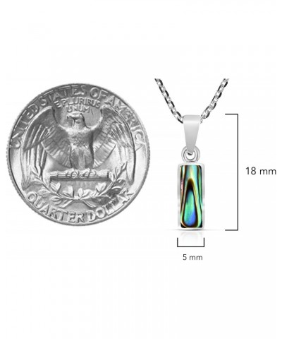 Simple Everyday Curved Bar Rainbow Abalone Shell .925 Sterling Silver Necklace $9.50 Necklaces