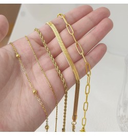 Dainty Gold Bracelets for Women & Girls, Adjustable Stackable Gold Chain Bracelet Set, 18K Gold Plated Women Trendy Jewelry L...