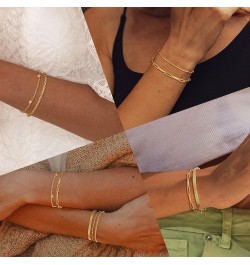 Dainty Gold Bracelets for Women & Girls, Adjustable Stackable Gold Chain Bracelet Set, 18K Gold Plated Women Trendy Jewelry L...