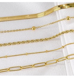 Dainty Gold Bracelets for Women & Girls, Adjustable Stackable Gold Chain Bracelet Set, 18K Gold Plated Women Trendy Jewelry L...