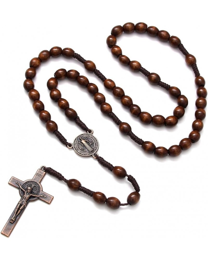 Handmade Wooden Catholic Rosaries, Rosary Beads Necklace From Bethlehem Wood Christian Prayer Holy Soil Medal & Metal Cross F...